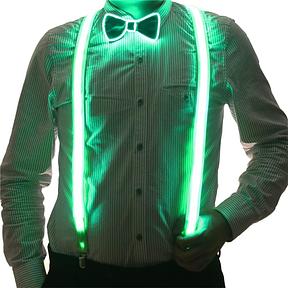 LED-Hosenträger und Fliege für Herren, leuchtend, 2er Set