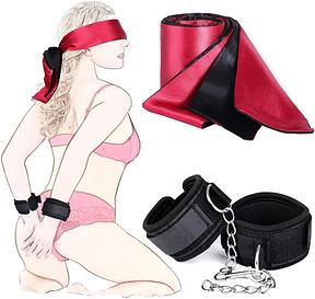 Bondage-Set mit Satin-Augenmaske und Handfesseln (Einsteiger-Set)