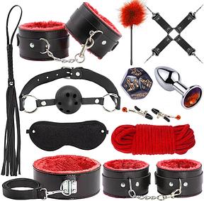 12-Piece Beginner Bondage Kit for Couples - Adjustable Plush Restraints, Soft Collar Roleplay Gear for Bedroom Intimacy Skin-Safe BDSM Sex Toys (Discreet Packaging)