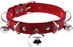 FM42 PU Leather Bell Rivets Neckband Choker Collar