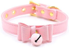 PU Leather Bow Bell Collar Choker, Cat Cosplay Kitty