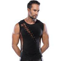 Shirt mit Netz-Einsätzen, Schnürung und D-Ringen