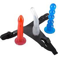Umschnalldildo-Set "Strap-on! Colour“ mit 3 Dildos zum Austauschen